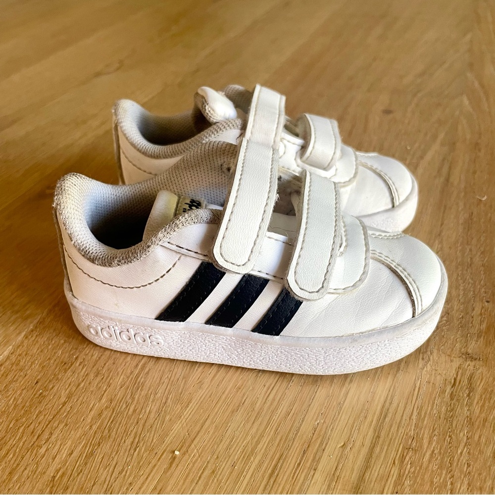 Adidas White and Black Velcro Sneakers Toddler Size 5